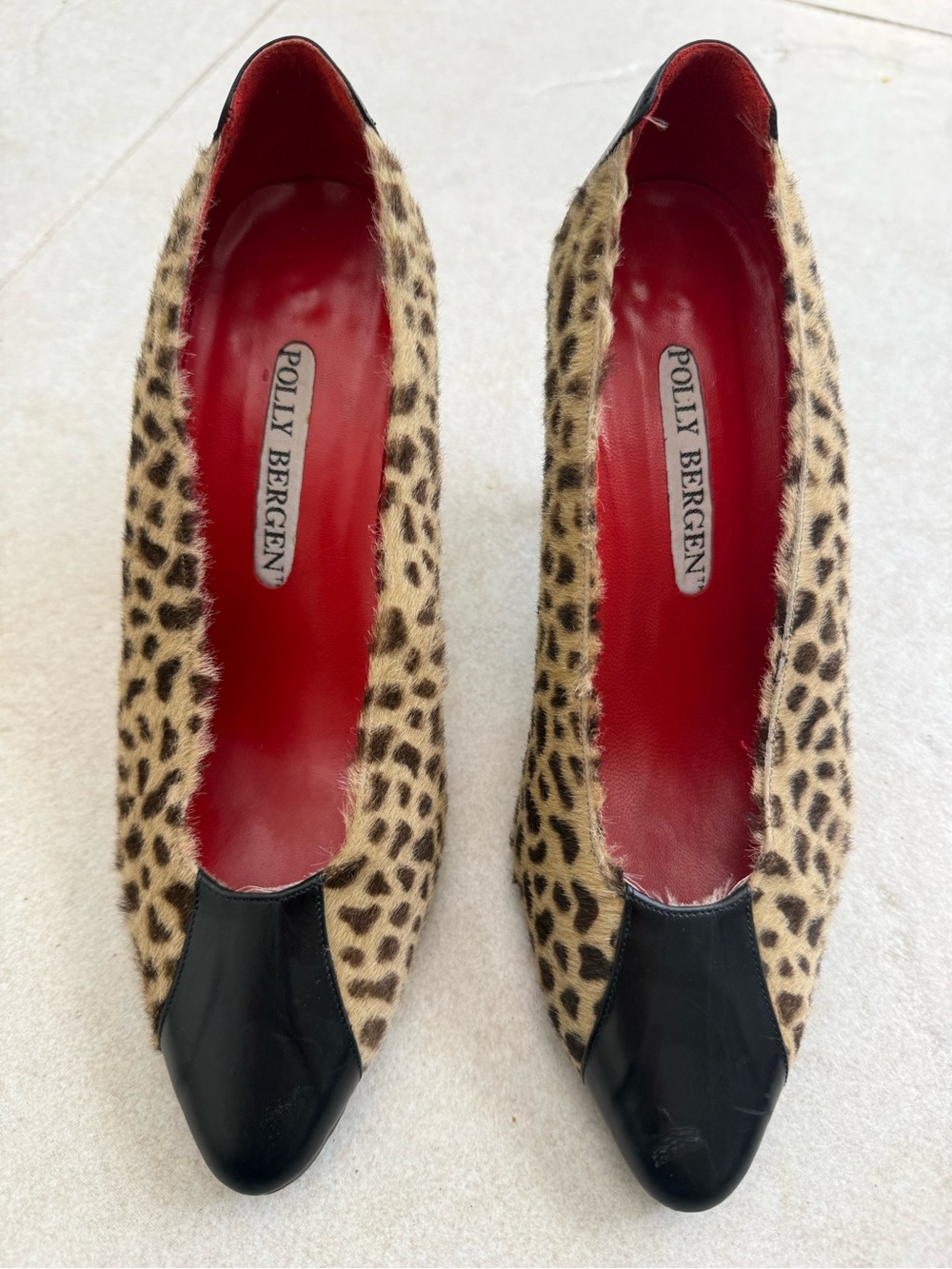 Leopard Haircalf Pumps with Black Toe